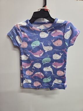 Carter's Blue Whale Print Short Sleeve Pajama Top